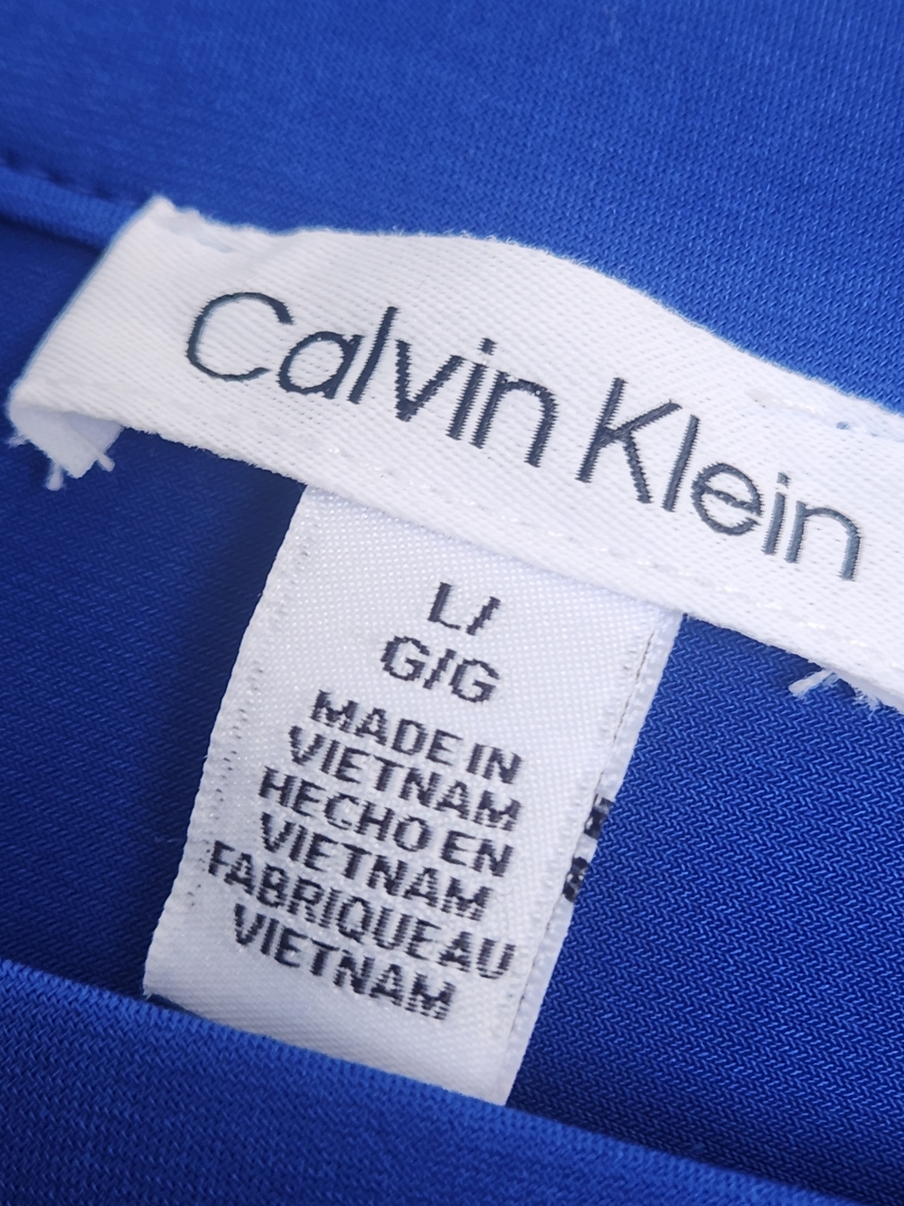 Calvin Klein Cobalt Blue Square Neck Flutter Sleeve Blouse L Euc - Picture 3 of 4